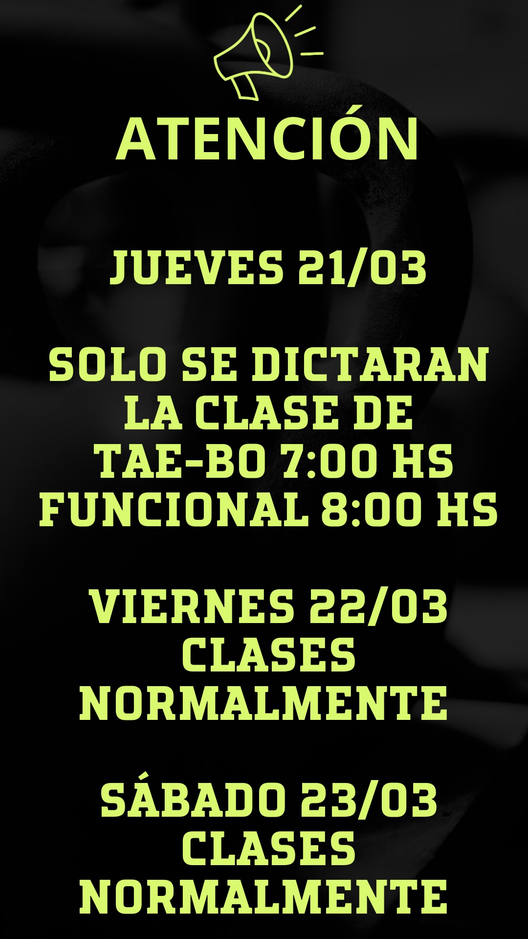 ATENCIÓN JUEVES 21/03